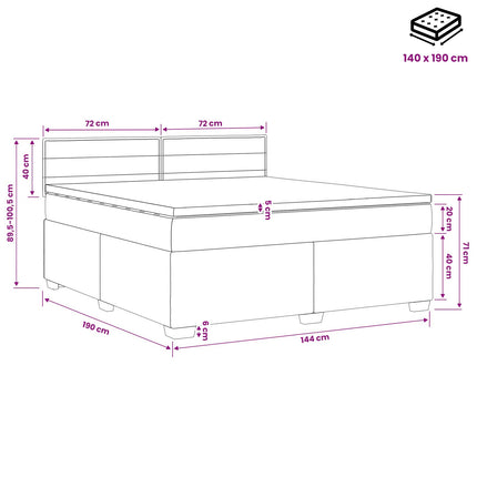 Boxmadras med topmadras Mørk Brun 140 x 190 cm Stof