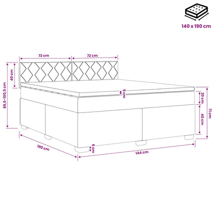 Boxmadras med topmadras Mørkegrå 140 x 190 cm Stof