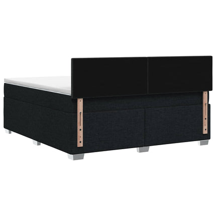Boxmadras med topmadras med hovedgærde Sort 140 x 190 cm Stof