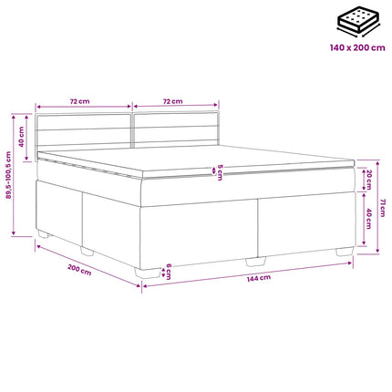 Boxmadras med topmadras Mørk Brun 140 x 200 cm Stof