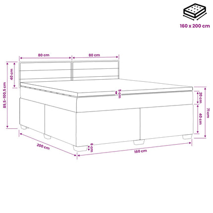 Boxmadras med topmadras Gråbrun 160 x 200 cm Stof