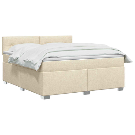 Boxmadras med topmadras Cremefarvet 160 x 200 cm Stof
