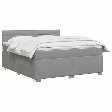 Boxmadras med topmadras Lysegrå 180 x 200 cm Stof