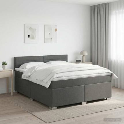 Boxmadras med topmadras Mørkegrå 140 x 200 cm Stof