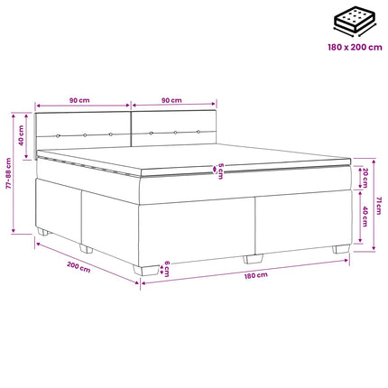 Boxmadras med topmadras Lysegrå 180 x 200 cm Stof