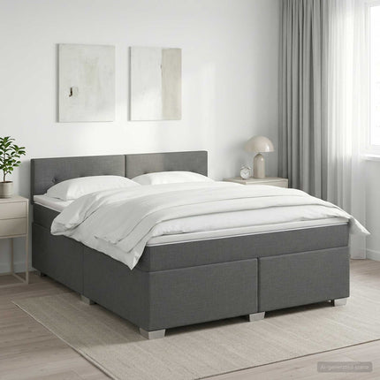 Boxmadras med topmadras Mørkegrå 140 x 200 cm Stof