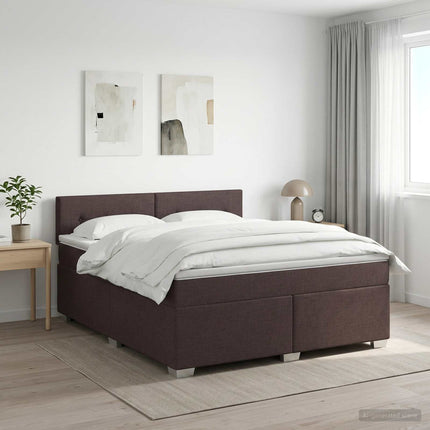 Boxmadras med topmadras Mørk Brun 140 x 200 cm Stof
