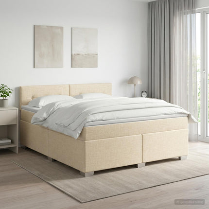 Boxmadras med topmadras Cremefarvet 160 x 200 cm Stof