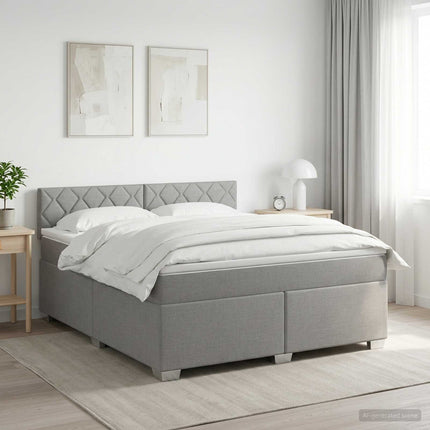 Boxmadras med topmadras Lysegrå 180 x 200 cm Stof