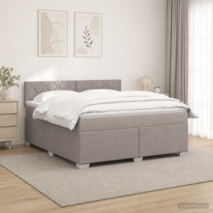 Boxmadras med topmadras Gråbrun 140 x 200 cm Stof