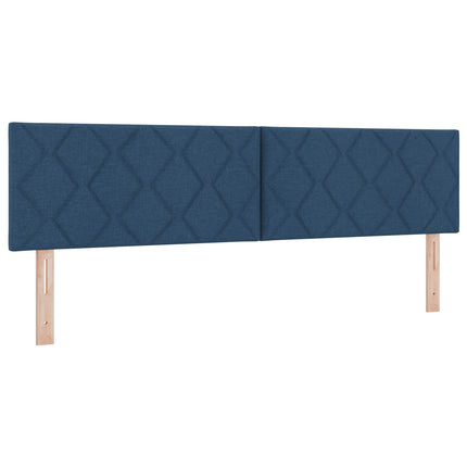 Boxmadras med topmadras med hovedgærde Blå 180 x 200 cm Stof