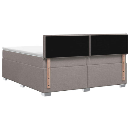 Boxmadras med topmadras Gråbrun 200 x 200 cm Stof