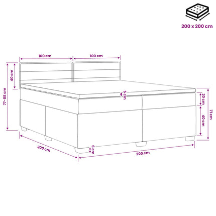 Boxmadras med topmadras Gråbrun 200 x 200 cm Stof
