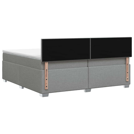 Boxmadras med topmadras Lysegrå 200 x 200 cm Stof