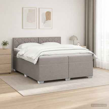 Boxmadras med topmadras Gråbrun 200 x 200 cm Stof