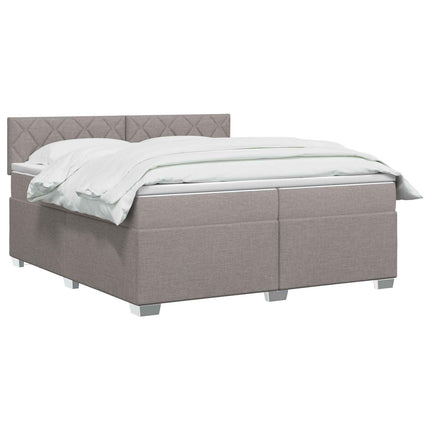 Boxmadras med topmadras Gråbrun 200 x 200 cm Stof