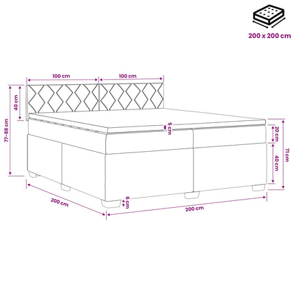 Boxmadras med topmadras Gråbrun 200 x 200 cm Stof