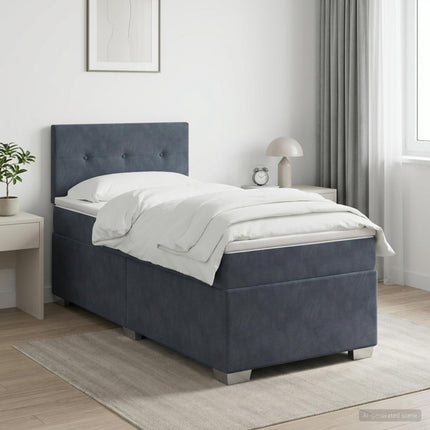 Boxmadras med topmadras Mørkegrå 100 x 200 cm Fløjl