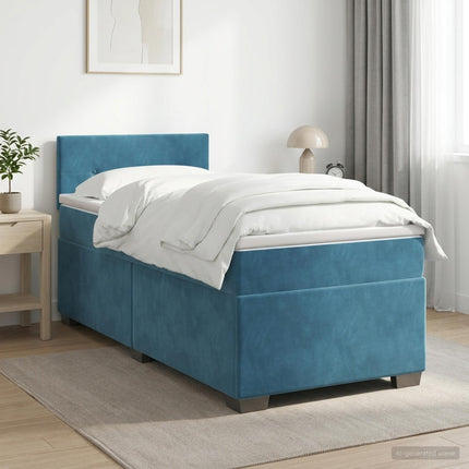 Boxmadras med topmadras Mørk blå 90 x 190 cm Fløjl