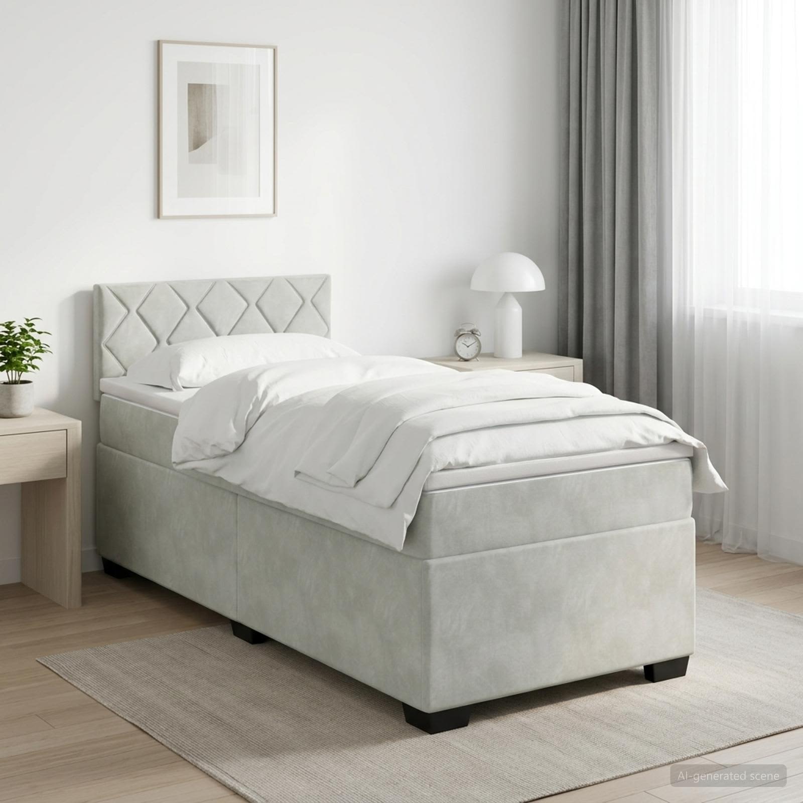 Boxmadras med topmadras Lysegr 100 x 200 cm Fljl