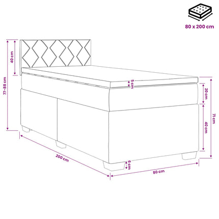 Boxmadras med topmadras Mørkegrøn 80 x 200 cm Fløjl