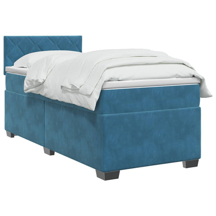 Boxmadras med topmadras Mørk blå 90 x 190 cm Fløjl