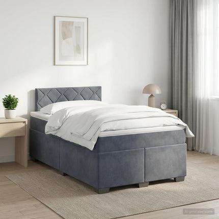 Boxmadras med topmadras Mørkegrå 120 x 190 cm Fløjl