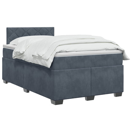 Boxmadras med topmadras Mørkegrå 120 x 190 cm Fløjl