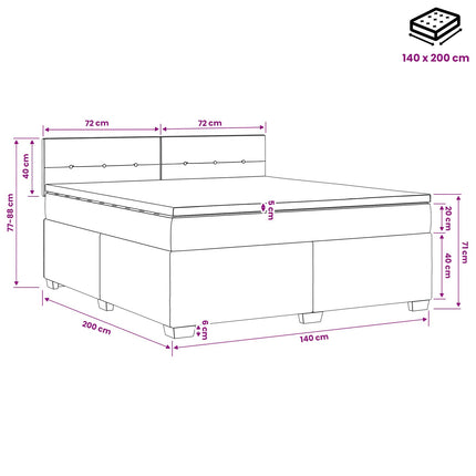 Boxmadras med topmadras Lyserød 140 x 200 cm Fløjl