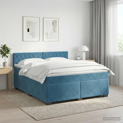 Boxmadras med topmadras Mørk blå 160 x 200 cm Fløjl