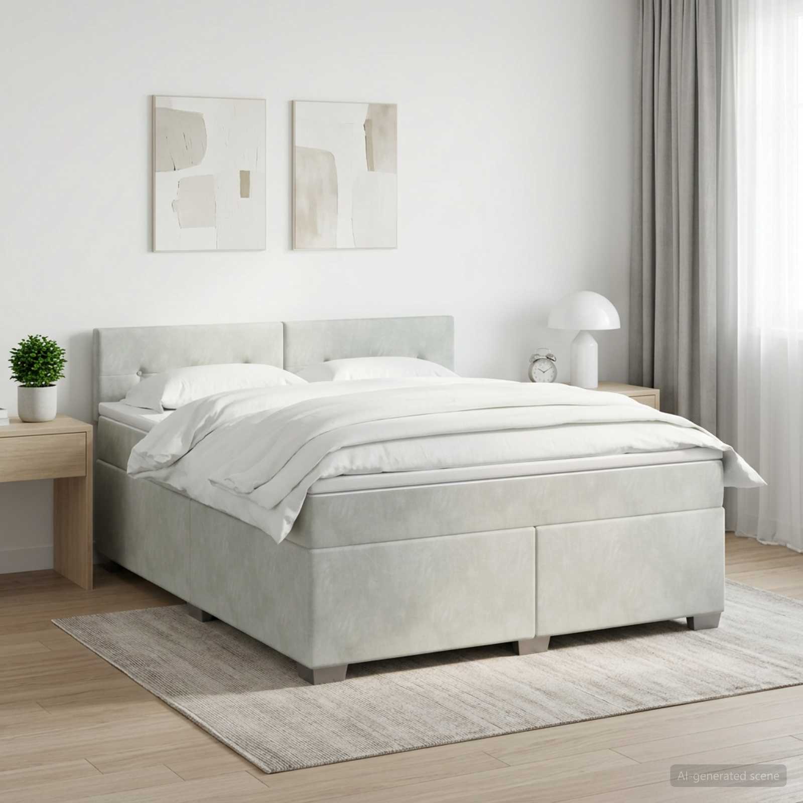 Boxmadras med topmadras Lysegr 140 x 190 cm Fljl