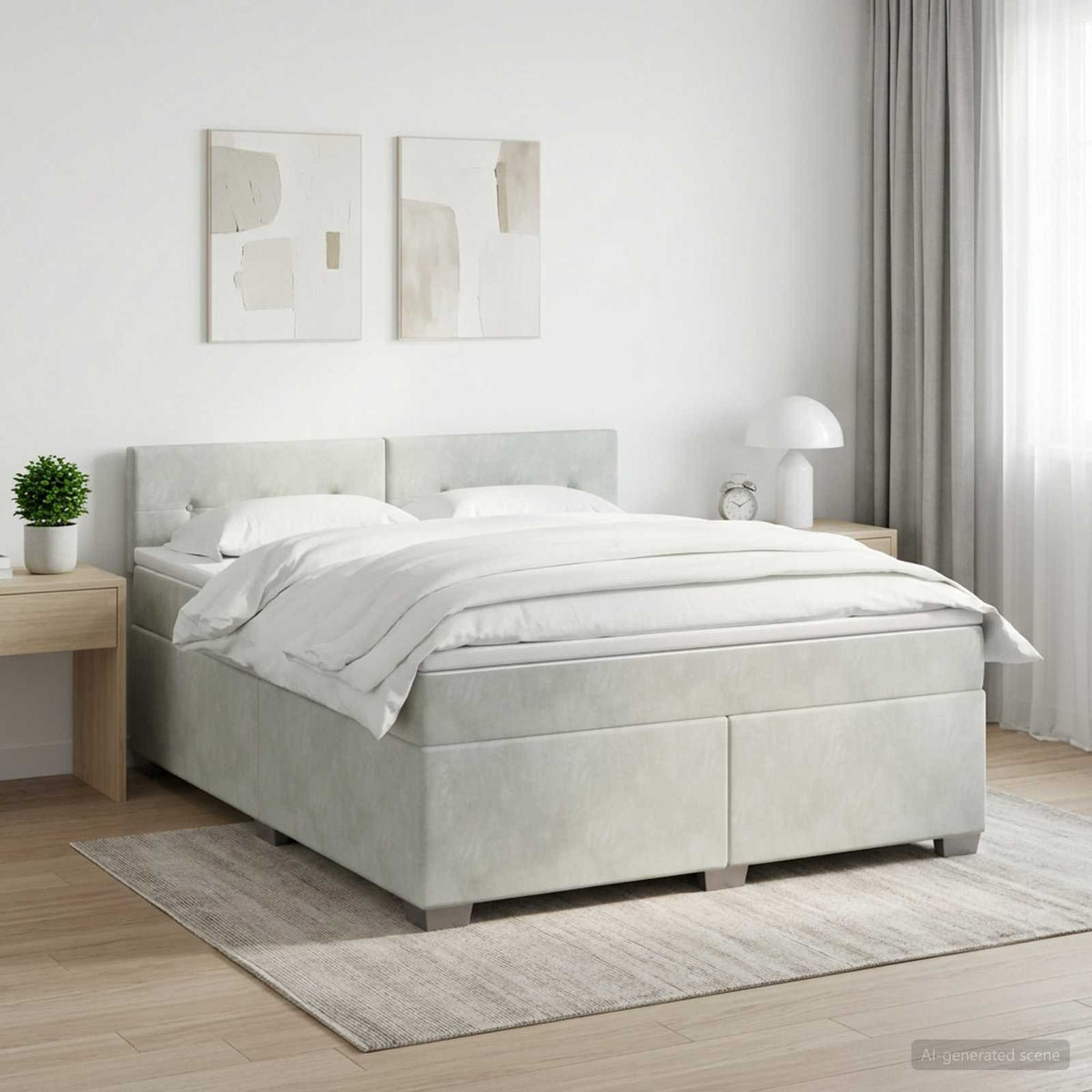 Boxmadras med topmadras Lysegr 160 x 200 cm Fljl