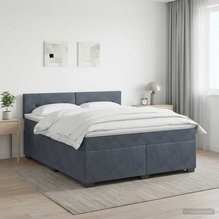 Boxmadras med topmadras Mørkegrå 140 x 190 cm Fløjl