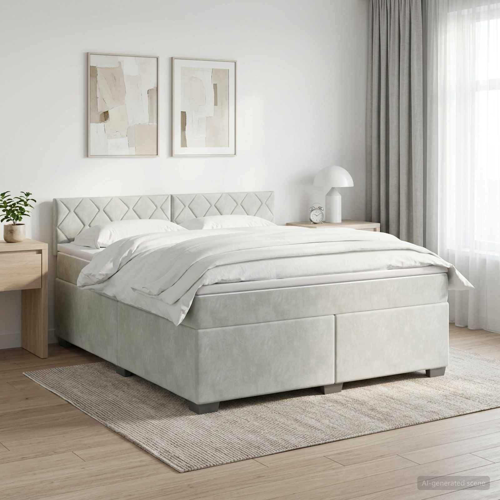 Boxmadras med topmadras Lysegr 160 x 200 cm Fljl