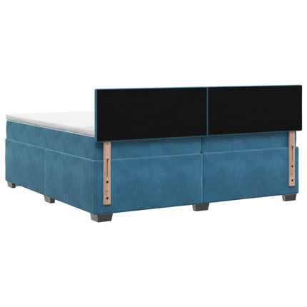 Boxmadras med topmadras Mørk blå 200 x 200 cm Fløjl
