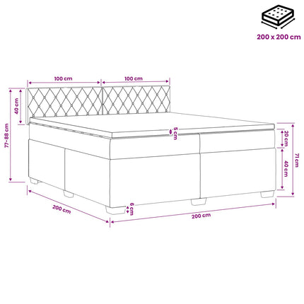 Boxmadras med topmadras Mørk blå 200 x 200 cm Fløjl