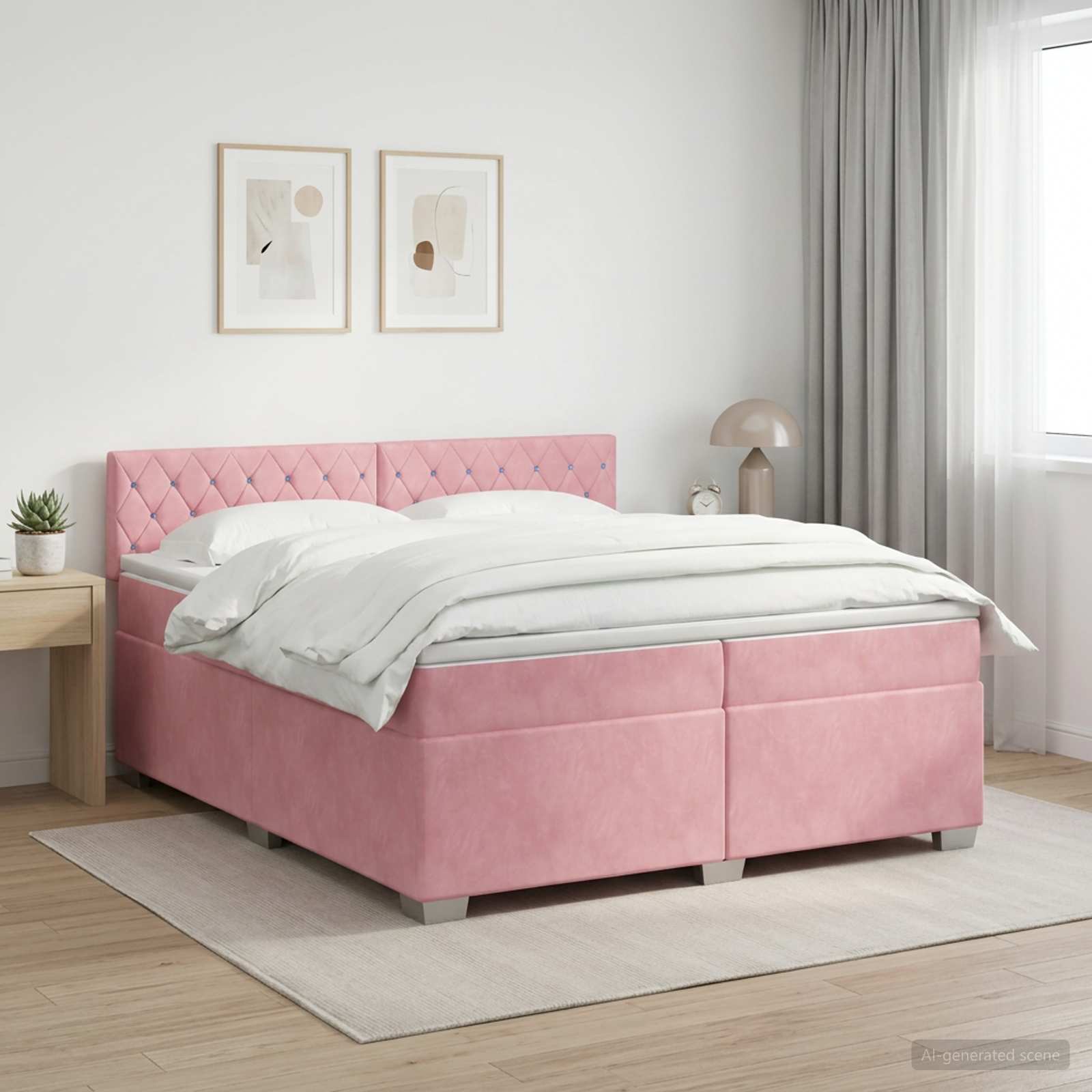 Boxmadras med topmadras Lyserd 200 x 200 cm Fljl