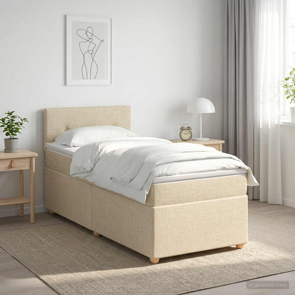 Boxmadras med topmadras Cremefarvet 90 x 190 cm Stof