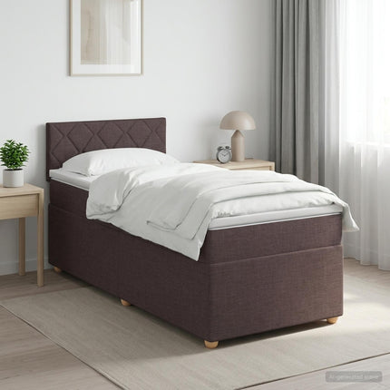 Boxmadras med topmadras Mørk Brun 90 x 200 cm Stof