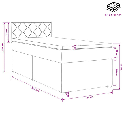 Boxmadras med topmadras Mørk Brun 80 x 200 cm Stof