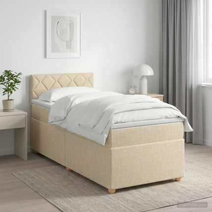 Boxmadras med topmadras Cremefarvet 100 x 200 cm Stof