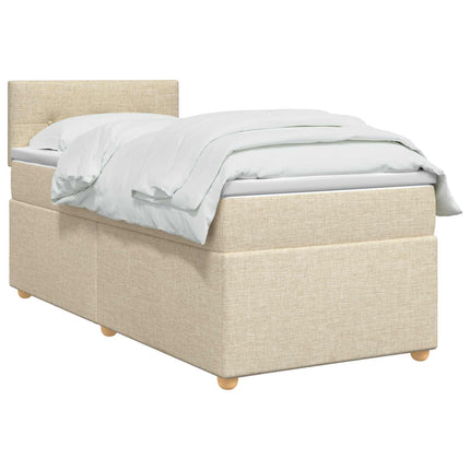Boxmadras med topmadras Cremefarvet 90 x 190 cm Stof