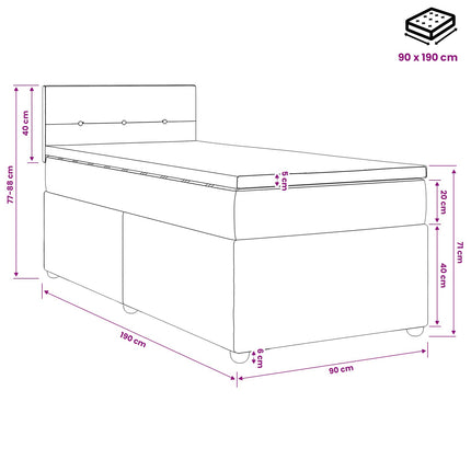 Boxmadras med topmadras Cremefarvet 90 x 190 cm Stof
