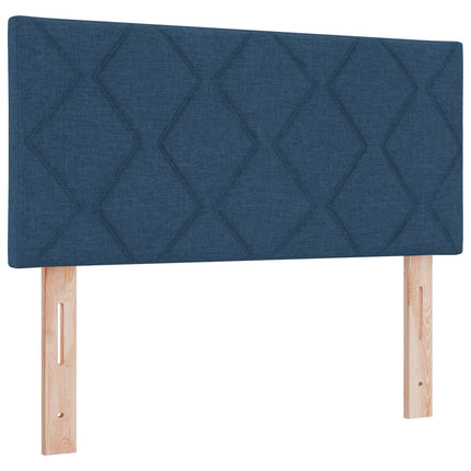 Boxmadras med topmadras med hovedgærde Blå 90 x 190 cm Stof