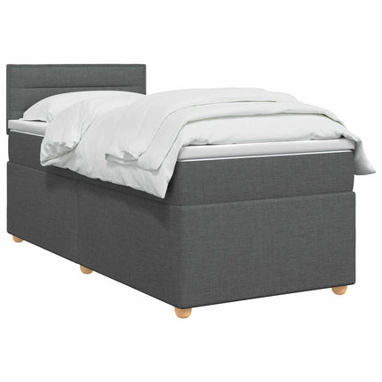 Boxmadras med topmadras Mørkegrå 90 x 200 cm Stof