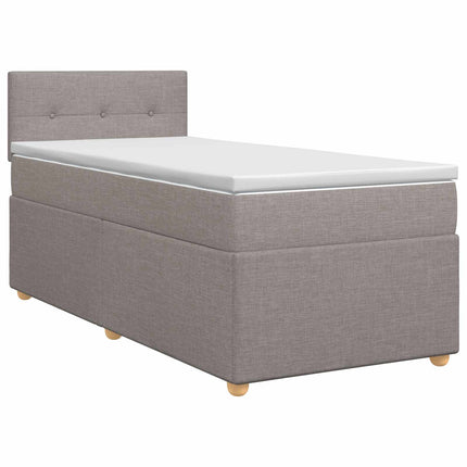 Boxmadras med topmadras med hovedgærde Gråbrun 90 x 200 cm Stof