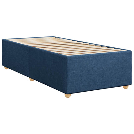 Boxmadras med topmadras med hovedgærde Blå 90 x 200 cm Stof