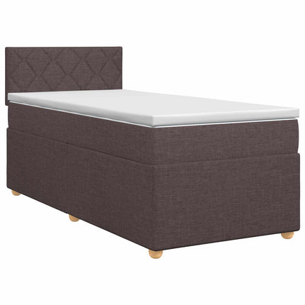 Boxmadras med topmadras Mørk Brun 90 x 200 cm Stof