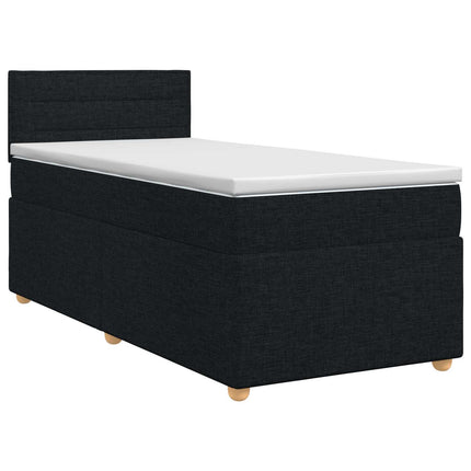 Boxmadras med topmadras med hovedgærde Sort 100 x 200 cm Stof