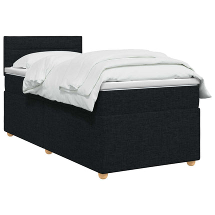 Boxmadras med topmadras med hovedgærde Sort 100 x 200 cm Stof